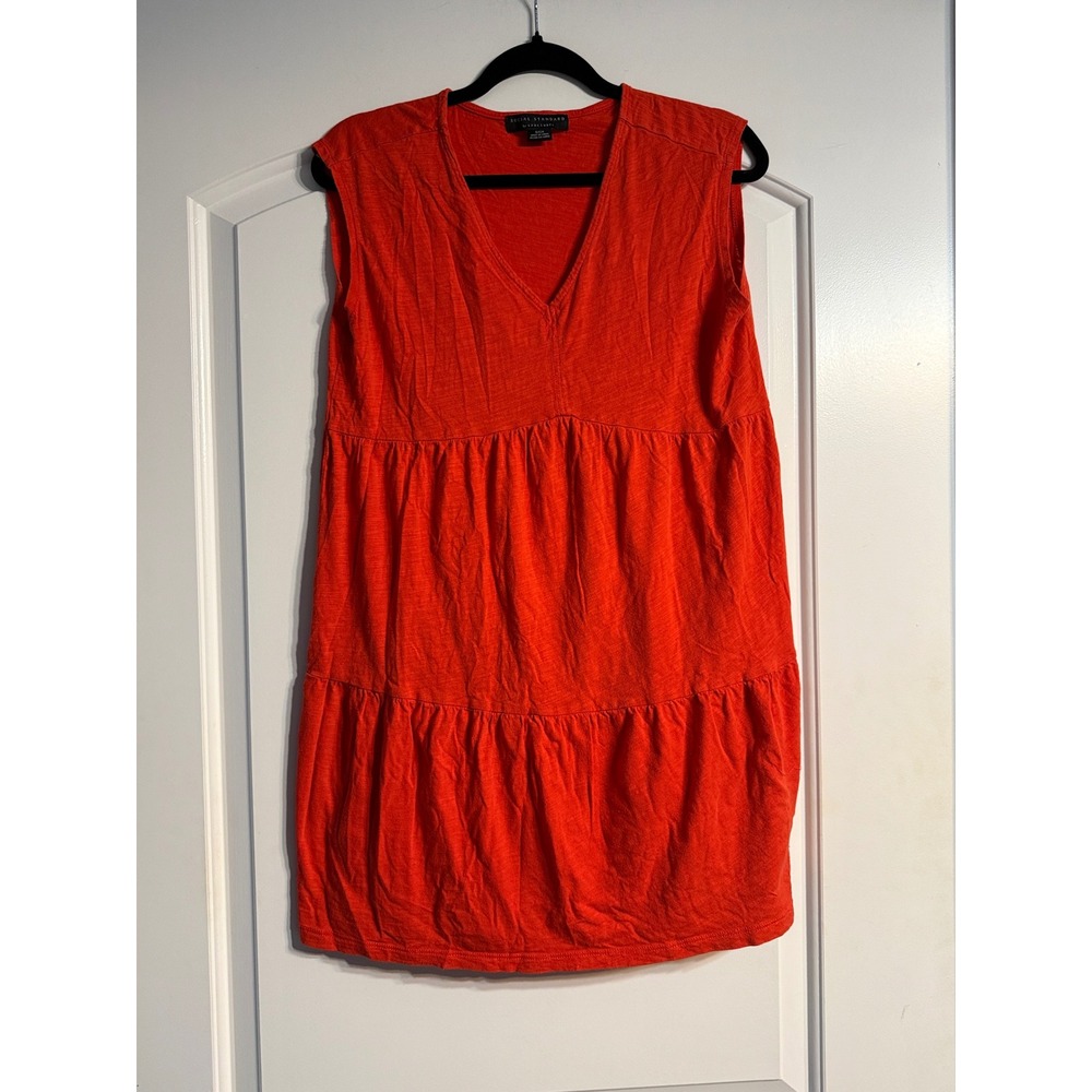 Social Standard Sanctuary Tiered Dress S Orange Slub V-Neck Boho Cottagecore